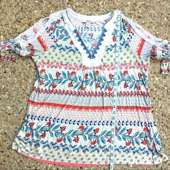 Vintage America Peasant Floral Cold Shoulder Top Size XL - Picture 5 of 7